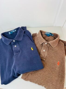 Vintage Bundle of 2 Polo by Ralph Lauren long sleeve polo shirts M